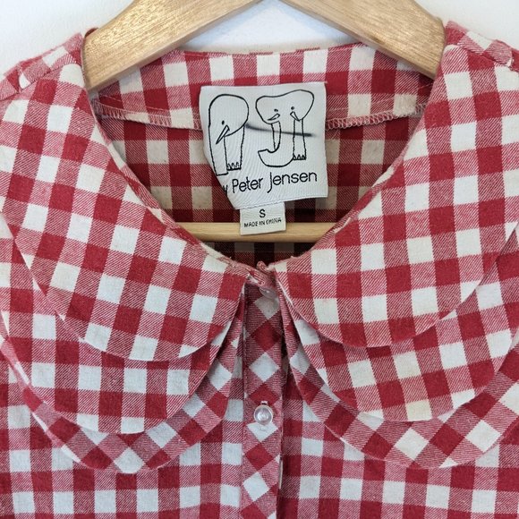 PJ by Peter Jensen Triple Collar Shirt Gingham Peter Pan Collar - Picture 8 of 9